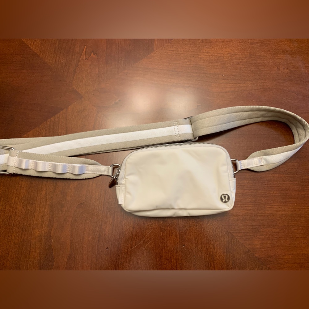 Lululemon beltbag- smaller size in white opal with multi color strap